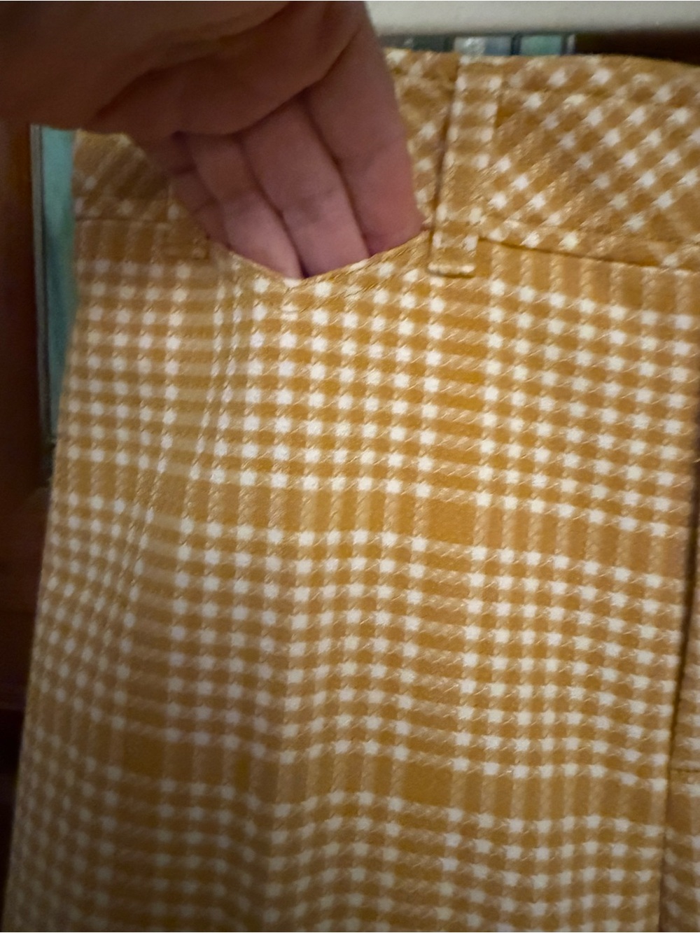 Anthropologie Maeve  yellow and white gingham plaid trousers .8 - Picture 7 of 15